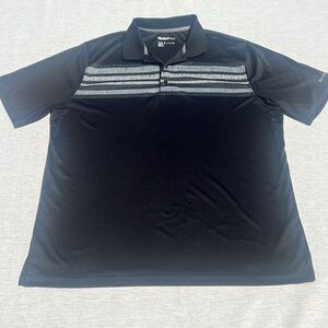 Men’s Golf Reebok Black Performance Polo‎ with Sporty Stripes